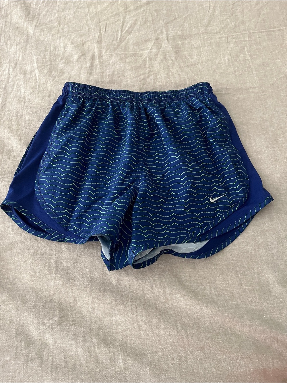 Nike Blue Wave-Print Running Shorts